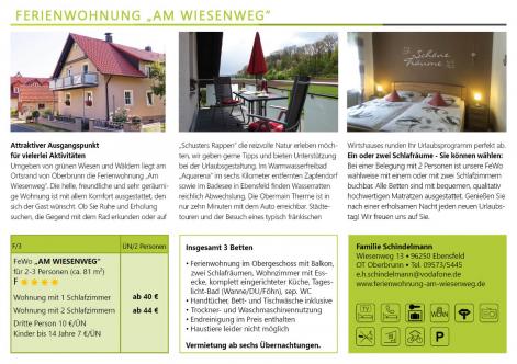 Ferienwohnung "Am Wiesenweg" Familie Schindelmann