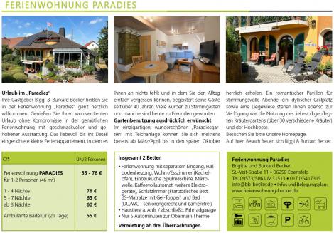 Ferienwohnung Paradies Brigitte und Burkard Becker