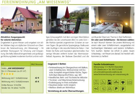 Ferienwohnung "Am Wiesenweg" Familie Schindelmann