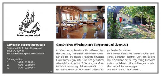 Wirtshaus Zur Presslermühle Ebensfeld