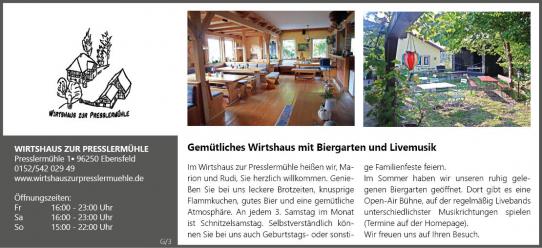 Wirtshaus Zur Presslermühle Ebensfeld